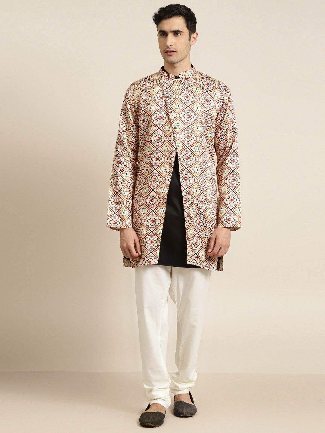 Men's Silk Blend Off White Only Sherwani Jacket - Sojanya