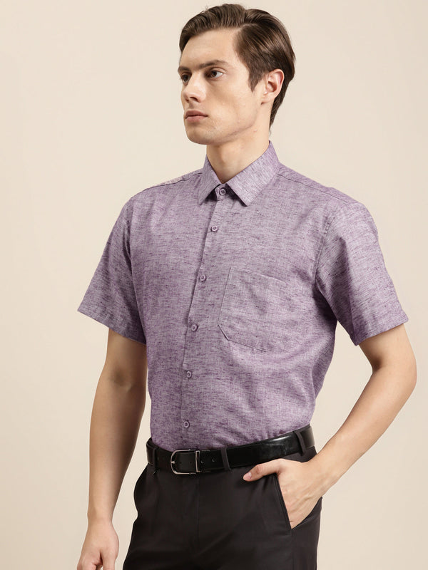 Men's Cotton Blend Purple Classic Formal Shirt - Sojanya