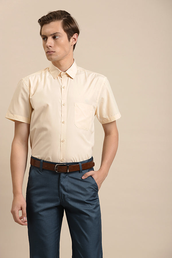 Men's Cotton Tan Classic Formal Shirt - Sojanya