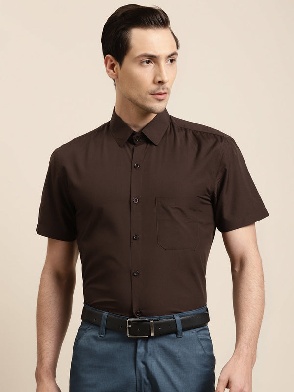 Men's Cotton Brown Classic Formal Shirt - Sojanya