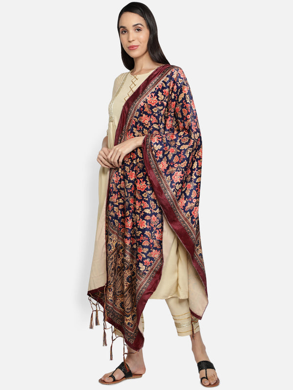 Women's Multicolored Polyster Velvet  Digital Printed Dupatta - VAABA