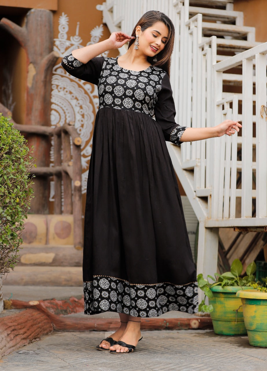 Women's Anarkali Rayon Printed Ankel Length Kurta For Women And Girls - Singni