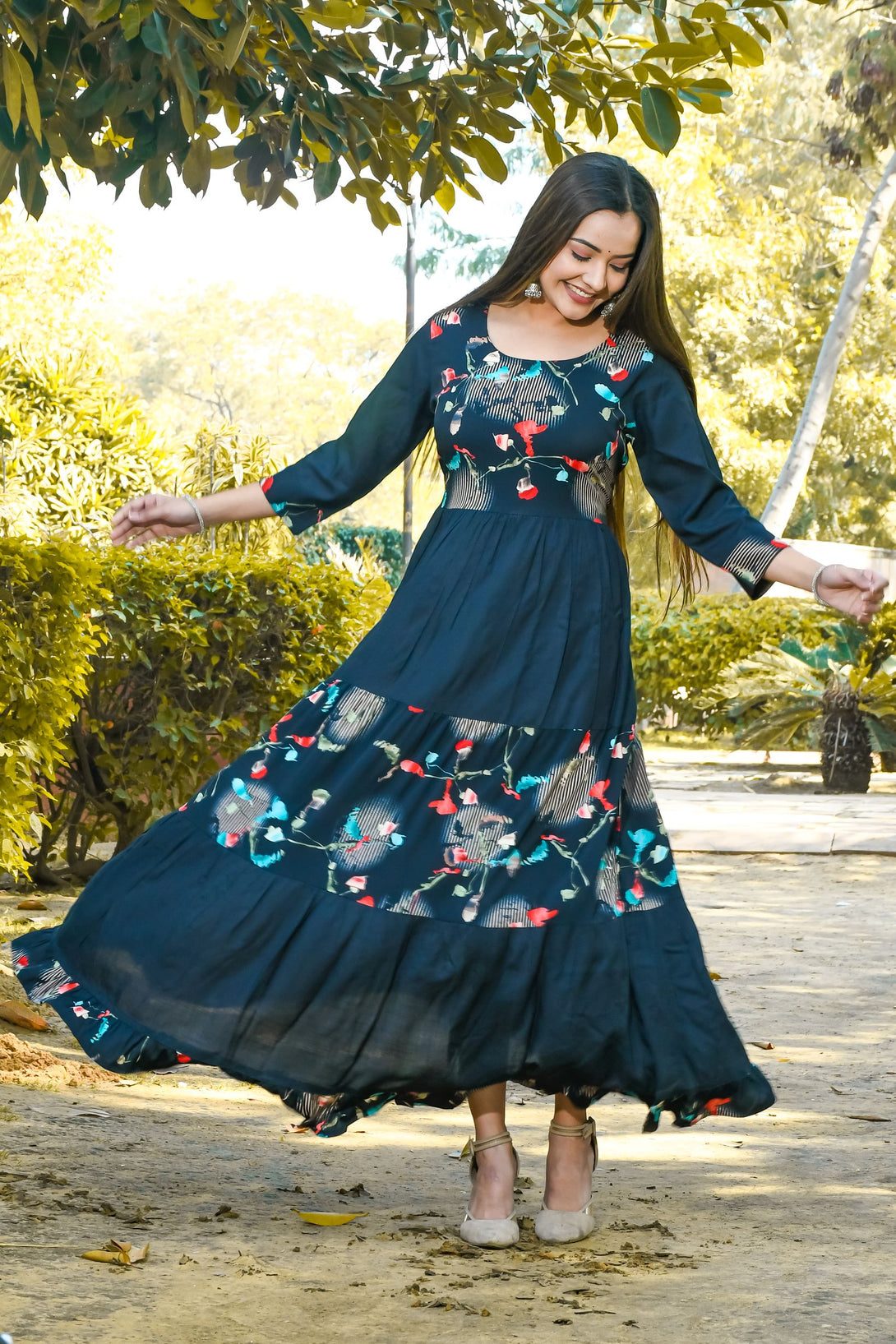 Women's Anarkali Rayon Flared Printed Kurta - Singni