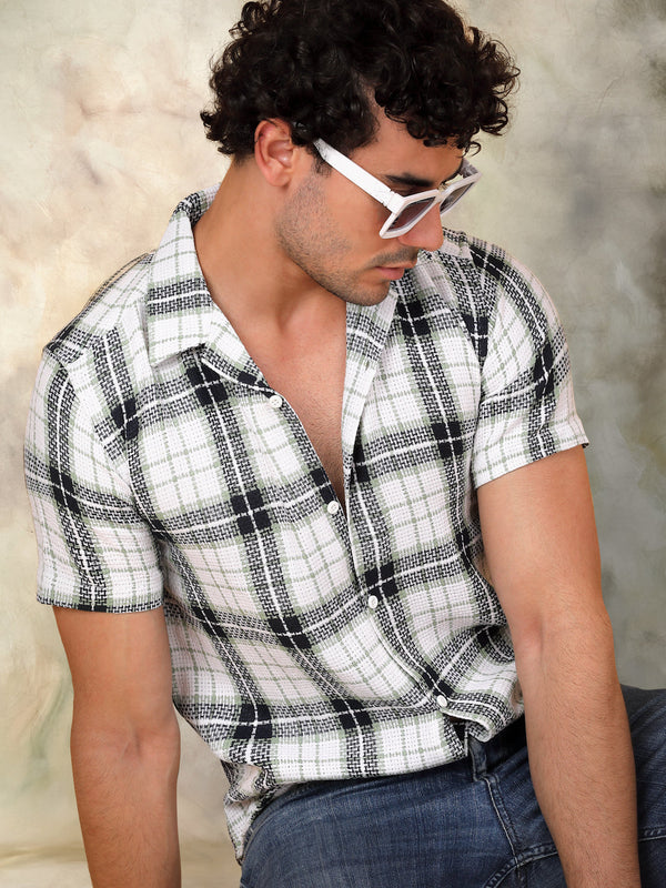 Checked Half Sleeve Cotton Shirt for Men