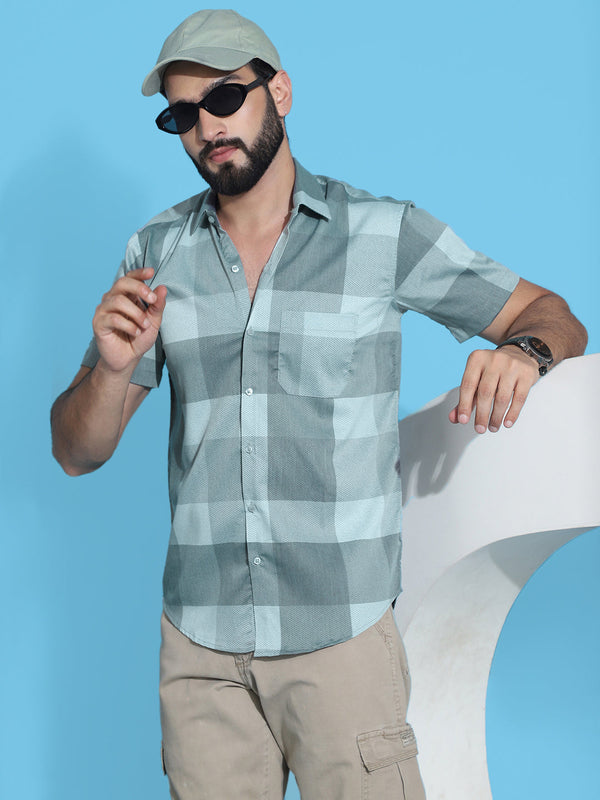 Checked Half Sleeve Cotton Shirt for Men