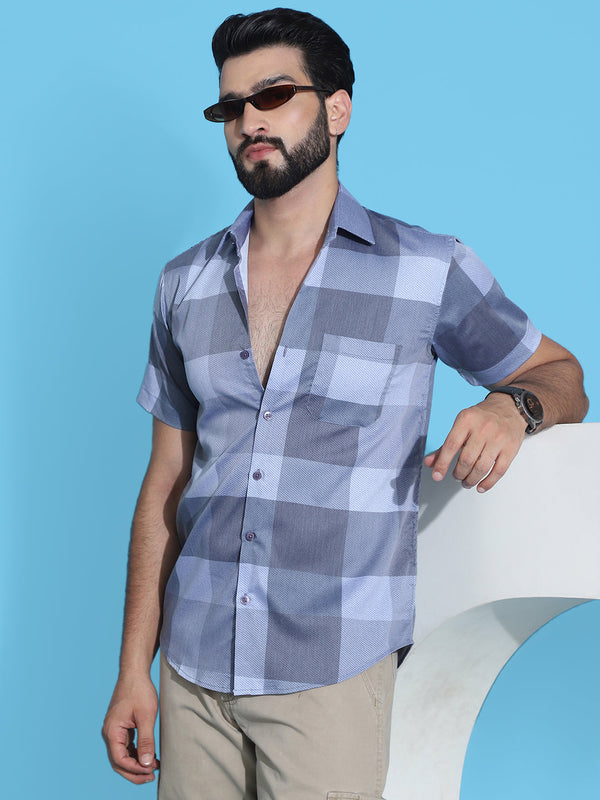 Checked Half Sleeve Cotton Shirt for Men