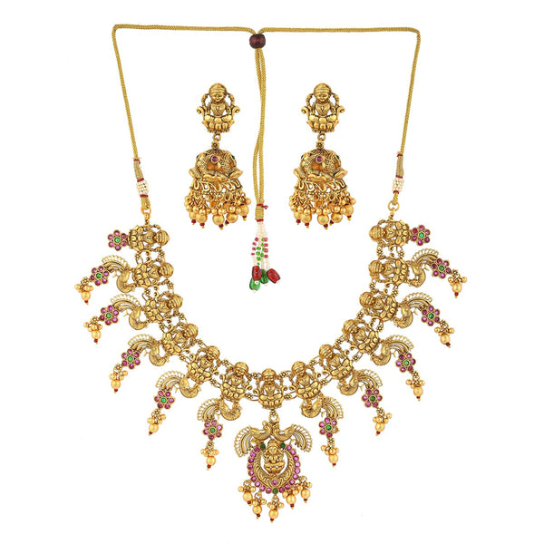 Women's Cabochon Adorned Temple Jewellery Set - Voylla