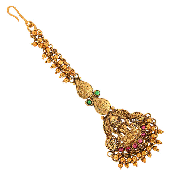 Women's Kundan And Faux Pearls Adorned Brass Gold Plated Maang Tika - Voylla