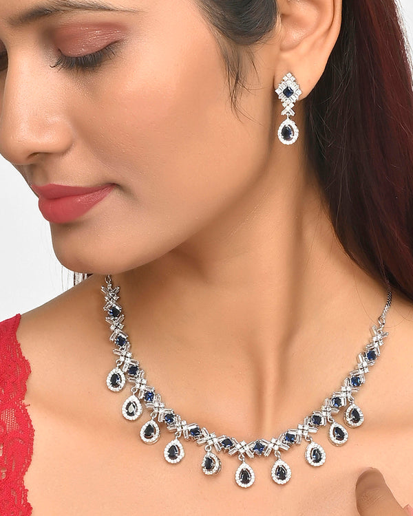 Women's Sparkling Elegance Teardrop Cz Jewellery Set - Voylla