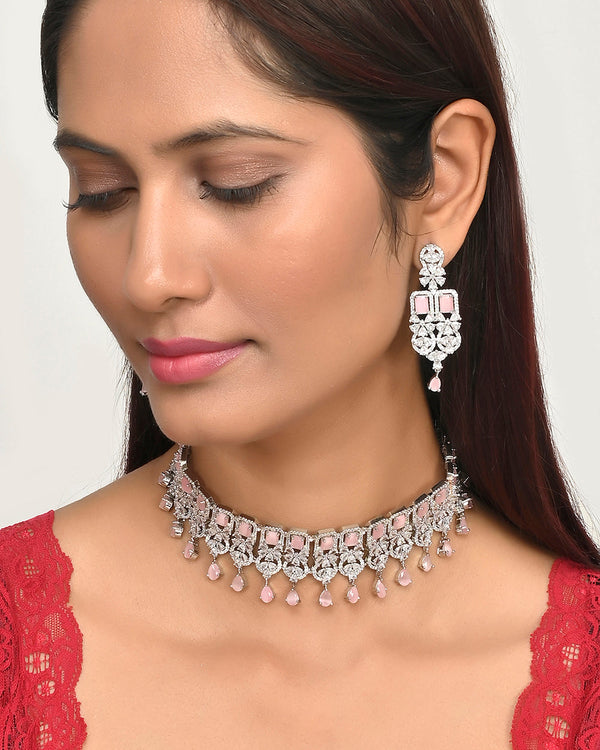 Women's Sparkling Opulence Emerald Cut Jewellery Set - Voylla