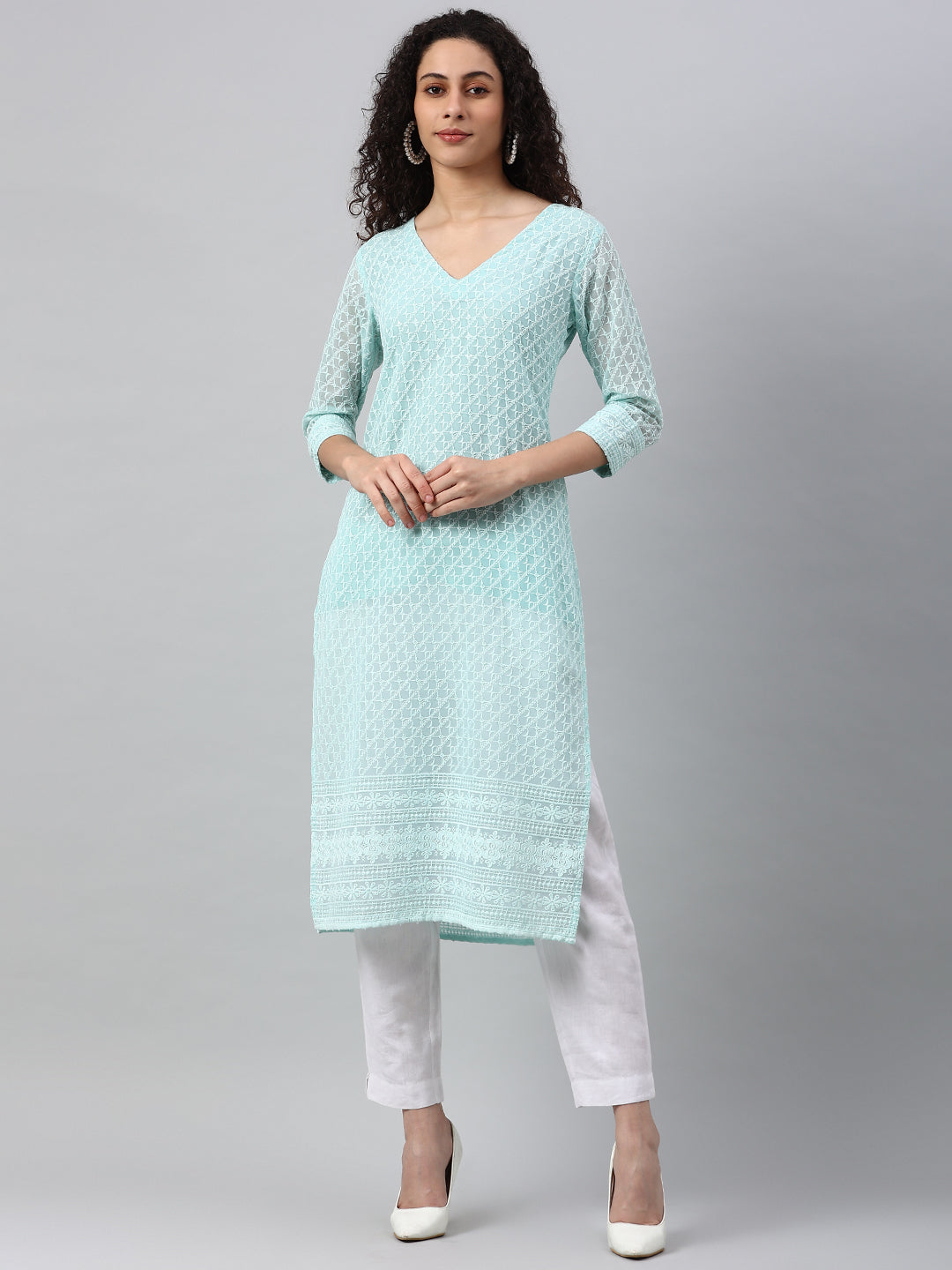 Women's Rayon Embroidery Straight Kurta - Kipek