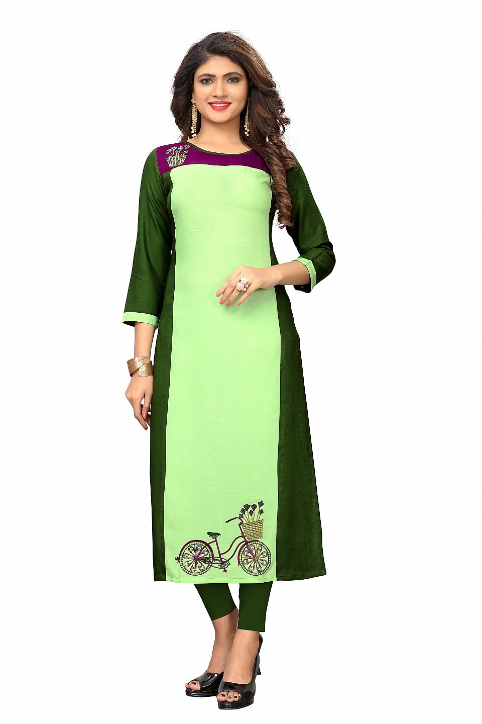 Women's Green Rayon Kurti By Vbuyz (1Pc)