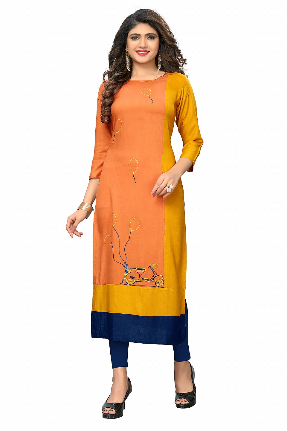 Women's Orange Rayon Kurti By Vbuyz (1Pc)