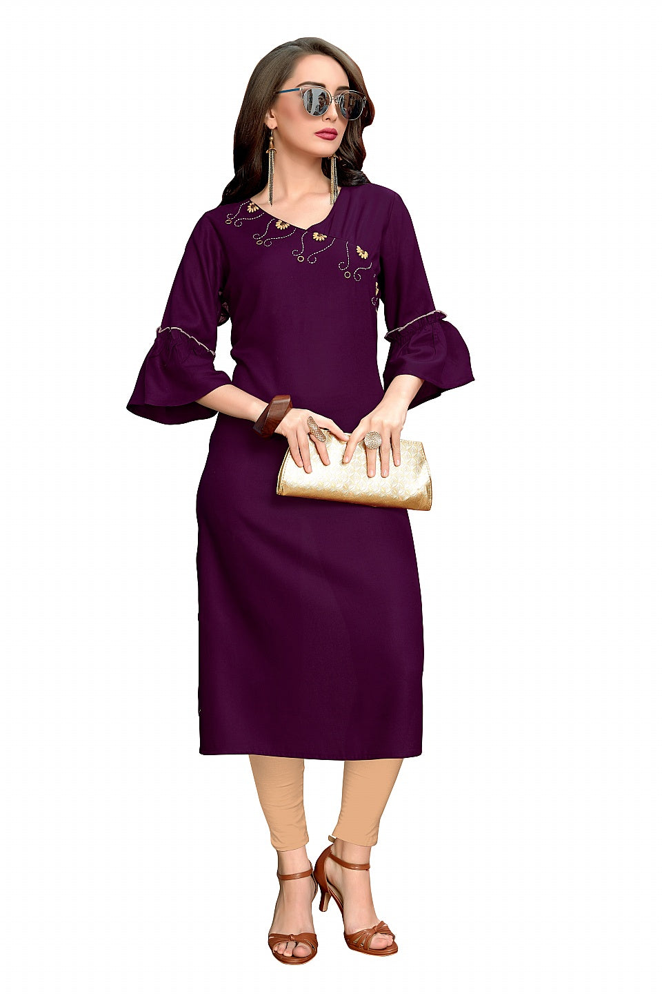 Women's Purple Rayon Kurti By Vbuyz (1Pc)