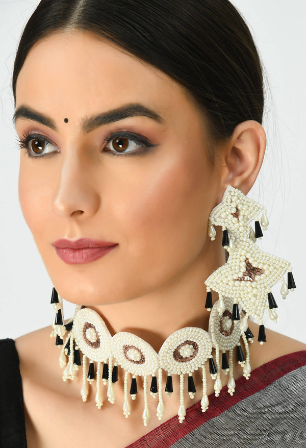 Johar Kamal Handicraft Pearls Necklace with Earrings Jkms_036