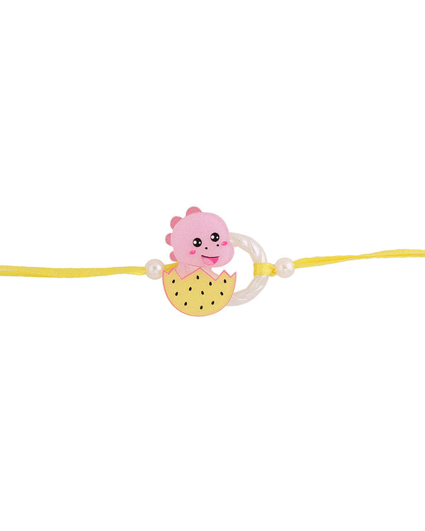 Kids Cute Yellow Threaded Rakhi With Roli Chaawal Pack - Voylla