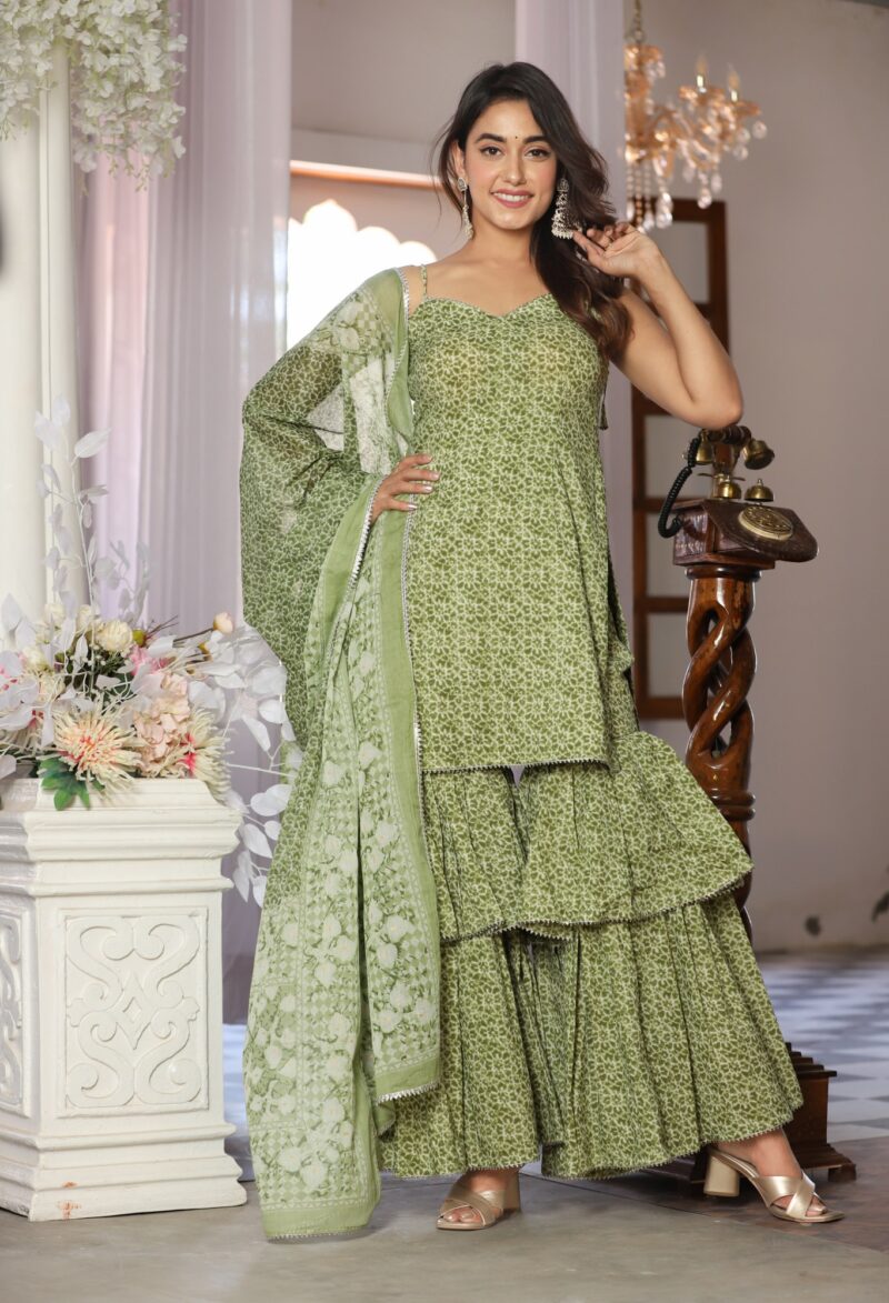 Women's Shabnami Cotton Sharara Set - Lado Jaipuri