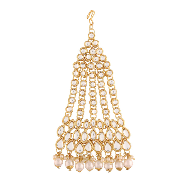 Women's 18k-gold-plated-beautiful-long-pearl-kundan-jhumar-passa-6 - I Jewels