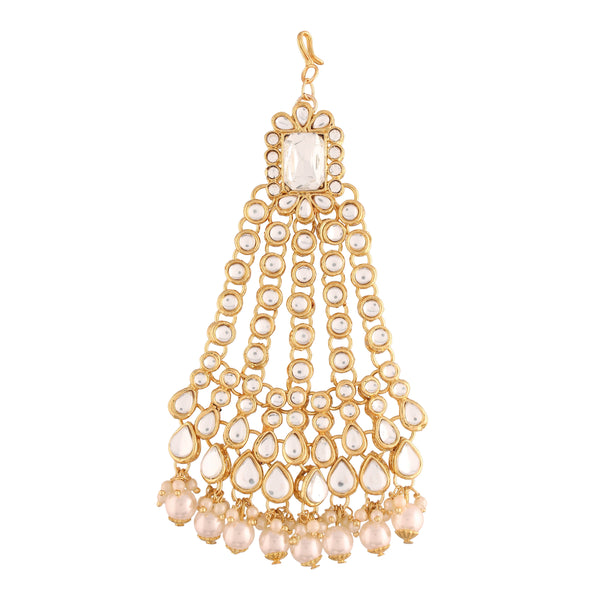 Women's 18k-gold-plated-beautiful-long-pearl-kundan-jhumar-passa-6 - I Jewels