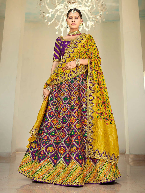 Women's Multicolour Fancy Fabric Party Wear Lehenga-Myracouture