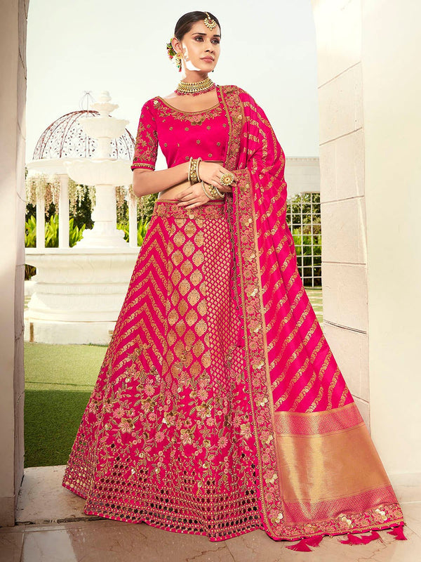 Women's Multicolour Fancy Fabric Party Wear Lehenga-Myracouture