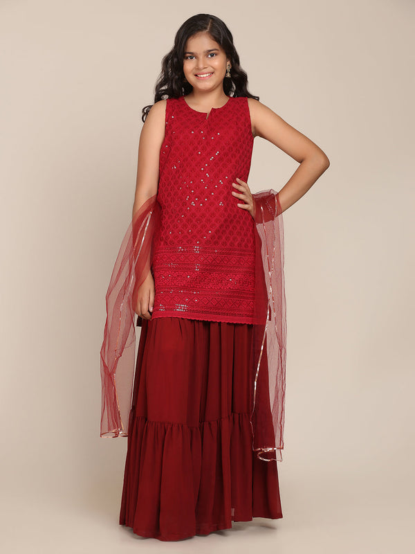 Jashvi Maroon Sharara Set With Dupatta