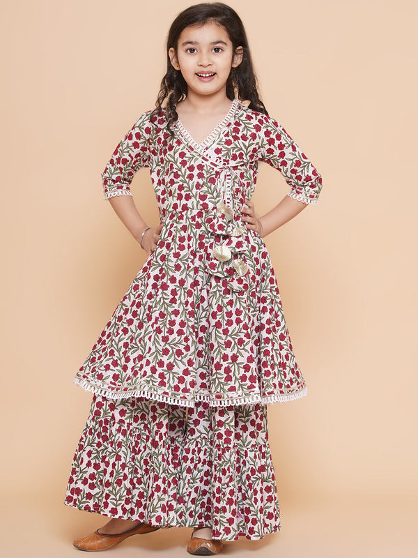 Jashvi Off White Printed Kurta With Sharara