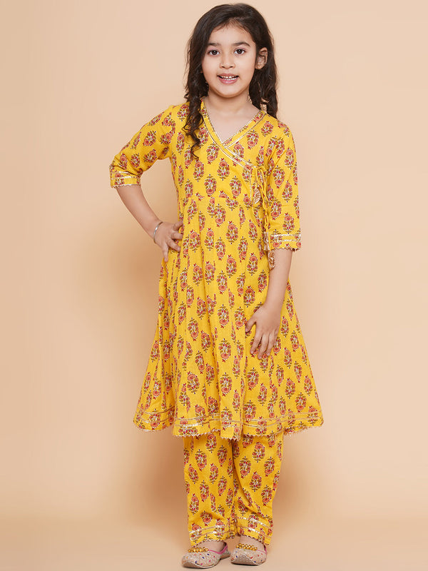 Jashvi Yellow Printed Kurta With Trousers