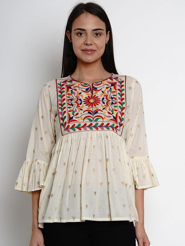 Jashvi Off-White Printed Top