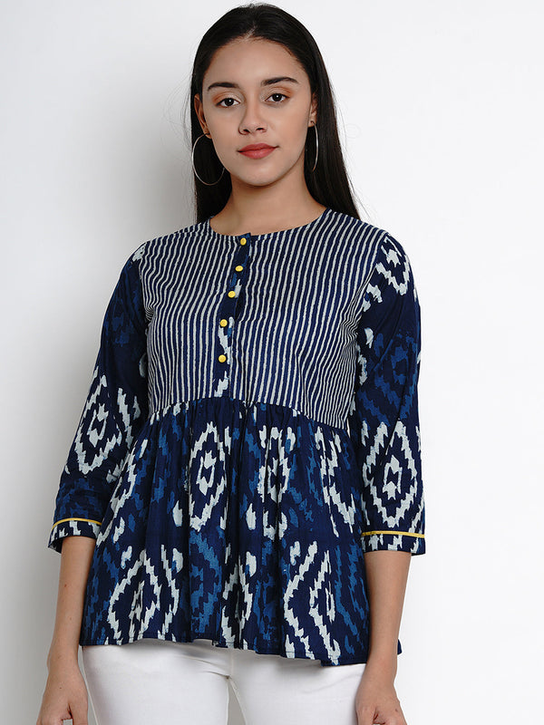 Jashvi Blue Printed Top