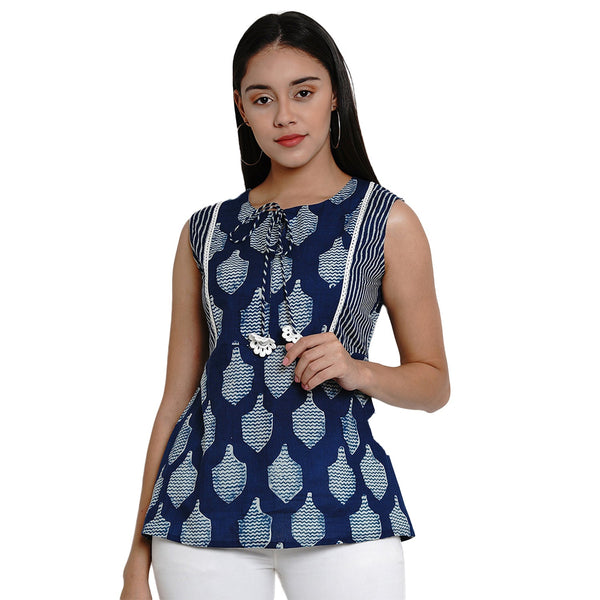 Jashvi Blue Printed Top