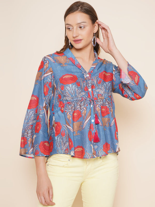 Jashvi Blue Printed Top