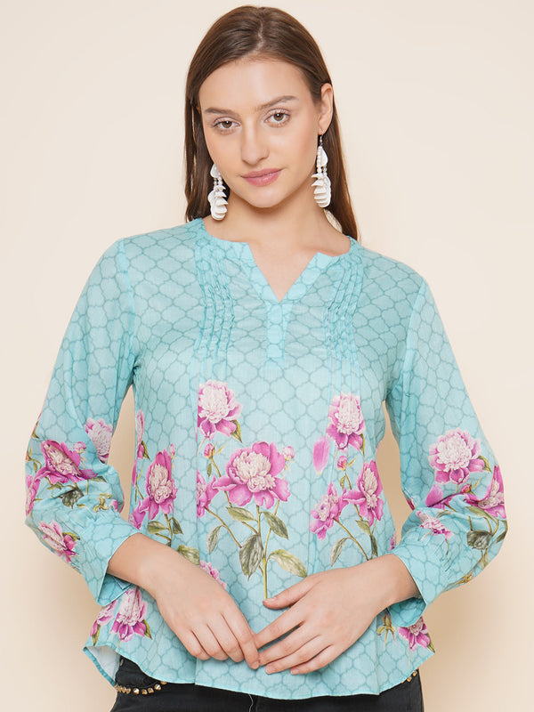 Jashvi Blue Purple Printed Top