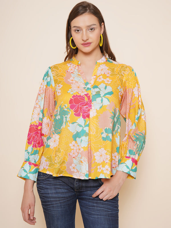 Jashvi Yellow Floral Printed Top