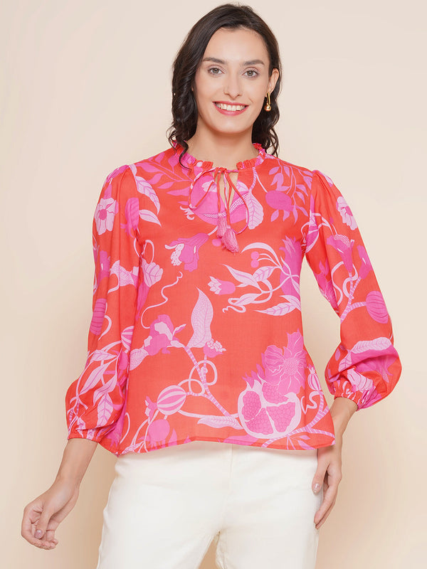 Jashvi Red Floral Printed Top