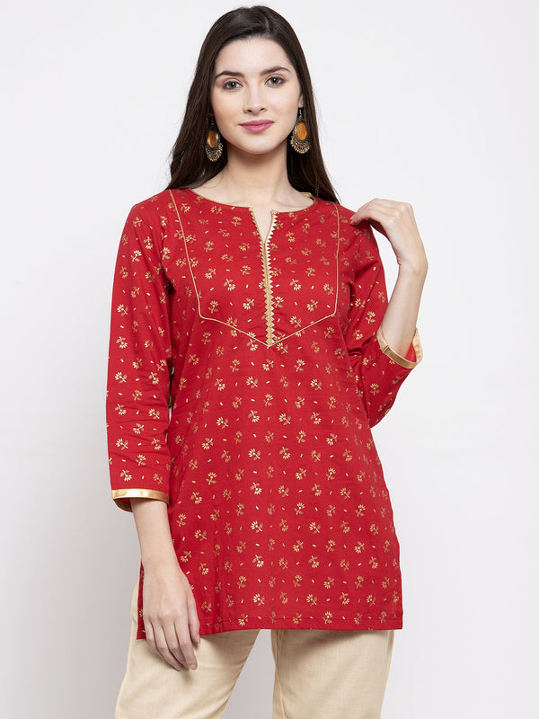 Bhama Couture Red Printed Ethnic Tunic