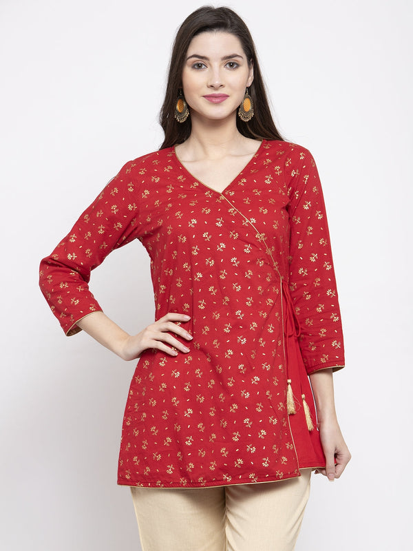 Jashvi Red Printed Ethnic Tunic