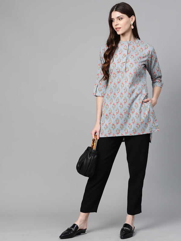 Jashvi Grey & Pink Printed Tunic