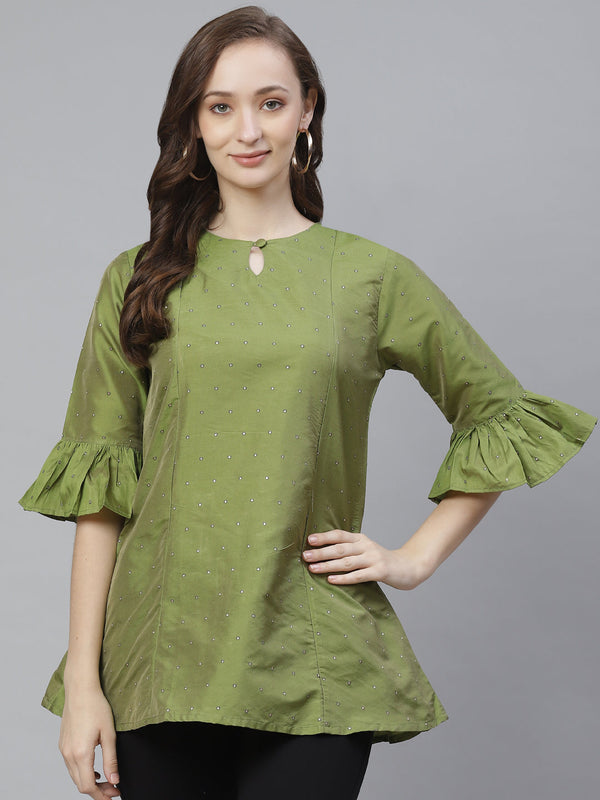 Bhama Couture Pista Green Tunic