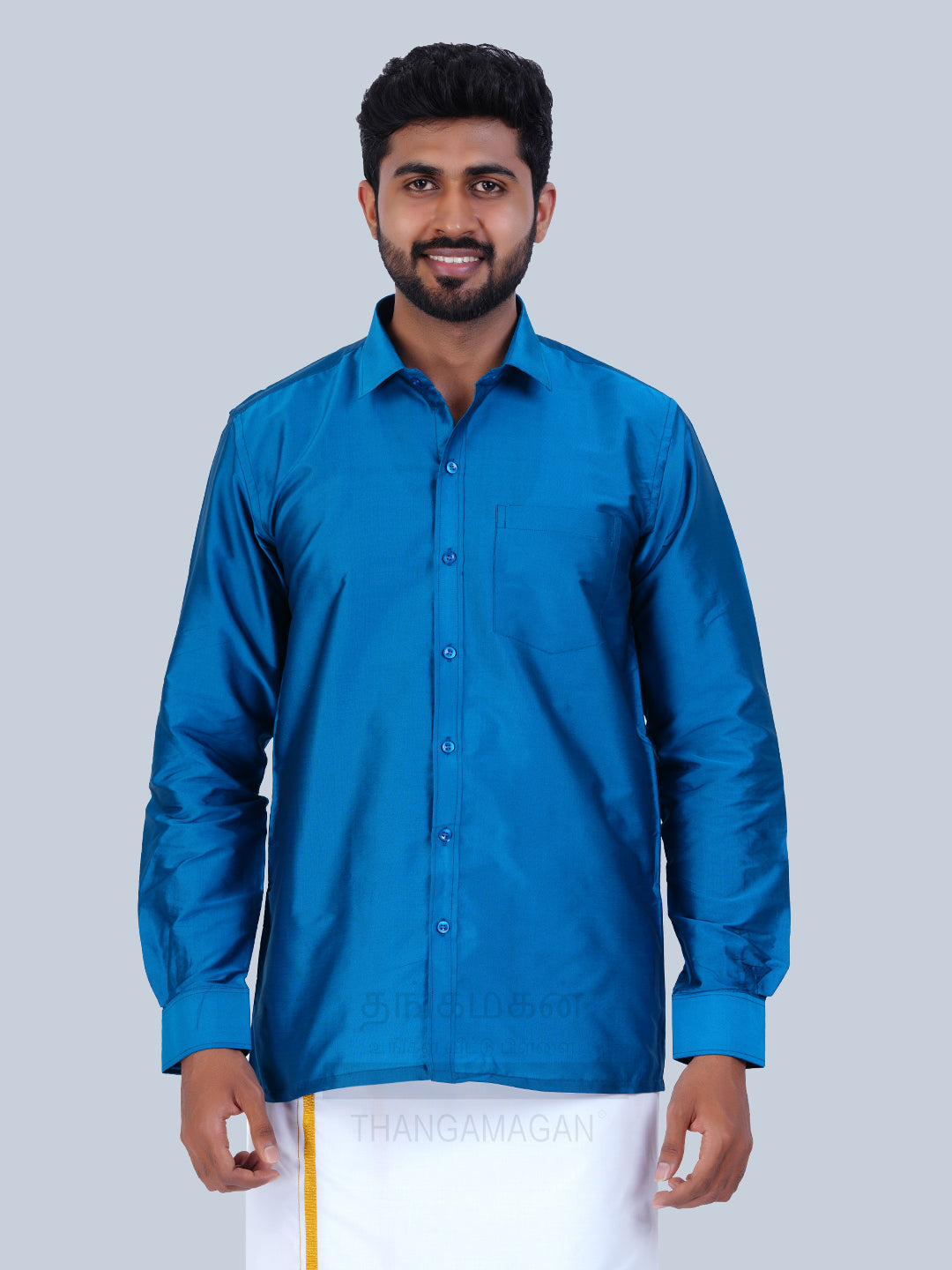 Men's Karishma Fullhand Shirt Only Dark Teal  - Thangamagan