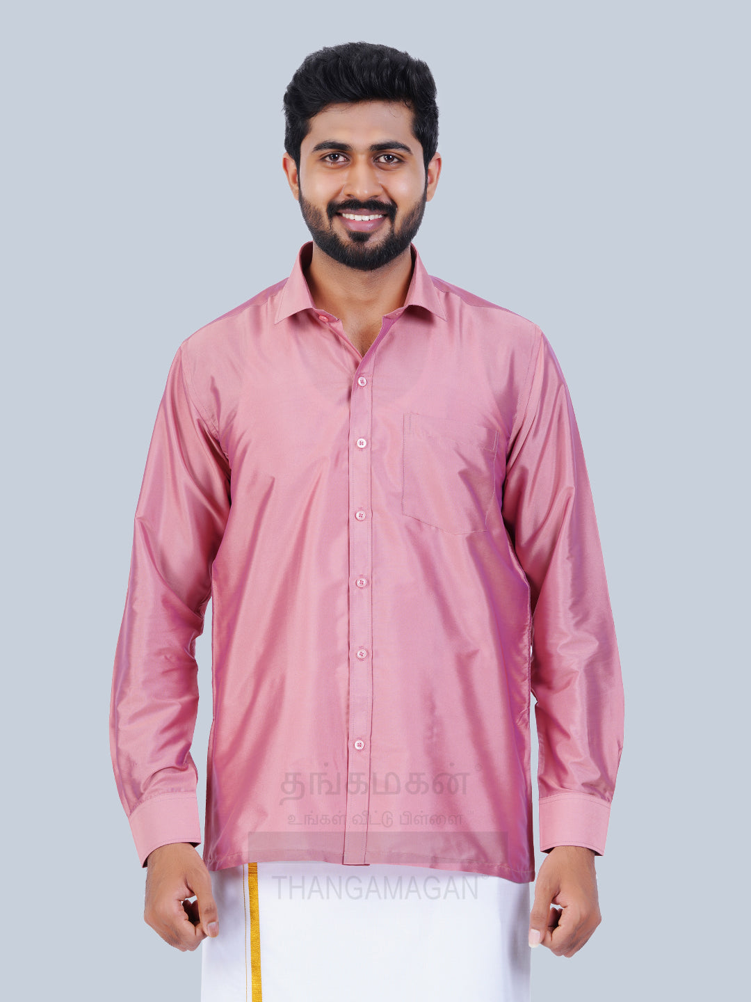 Men's Karishma Fullhand Shirt Only Creamy Peach  - Thangamagan