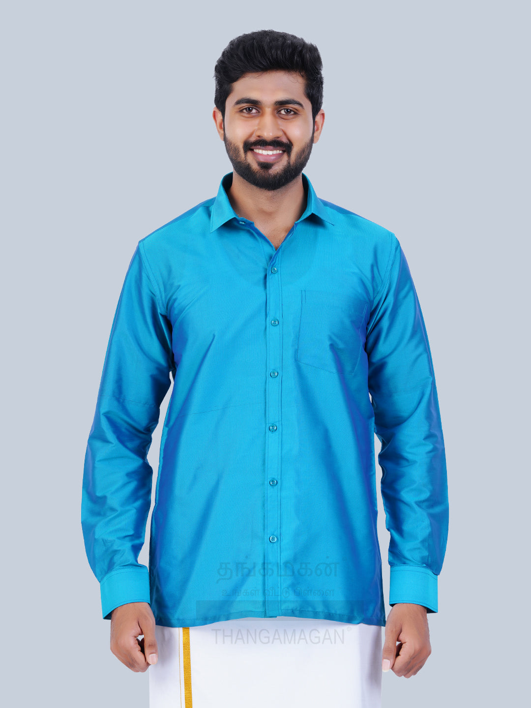 Men's Karishma Fullhand Shirt Only Teal  - Thangamagan