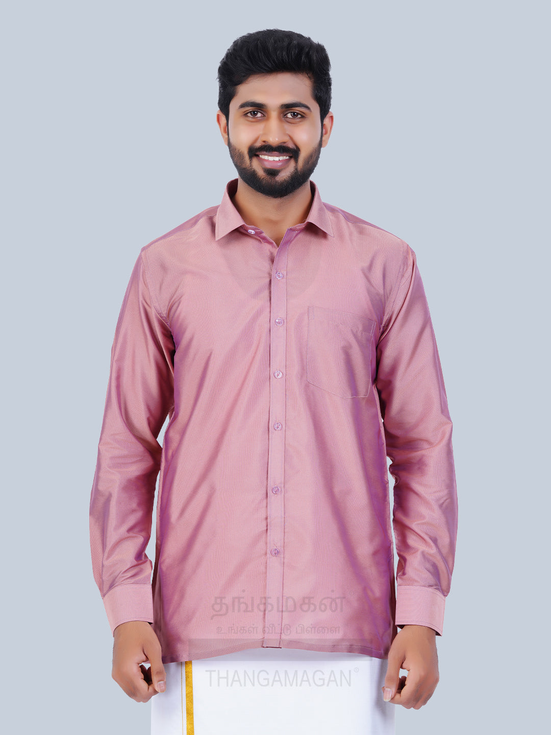 Men's Karishma Fullhand Shirt Only Salmon  - Thangamagan