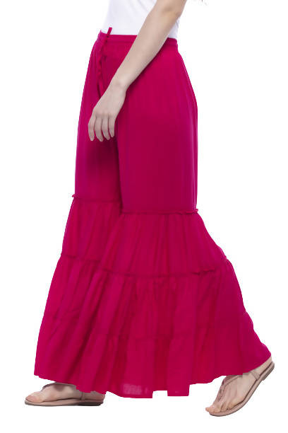 Women's Reyon Cotton Magenta Palazzo Mfp006 - Moeza