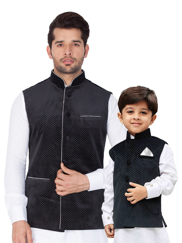 Jashvi Velvet Black Color  Baap Beta Ethnic Jacket