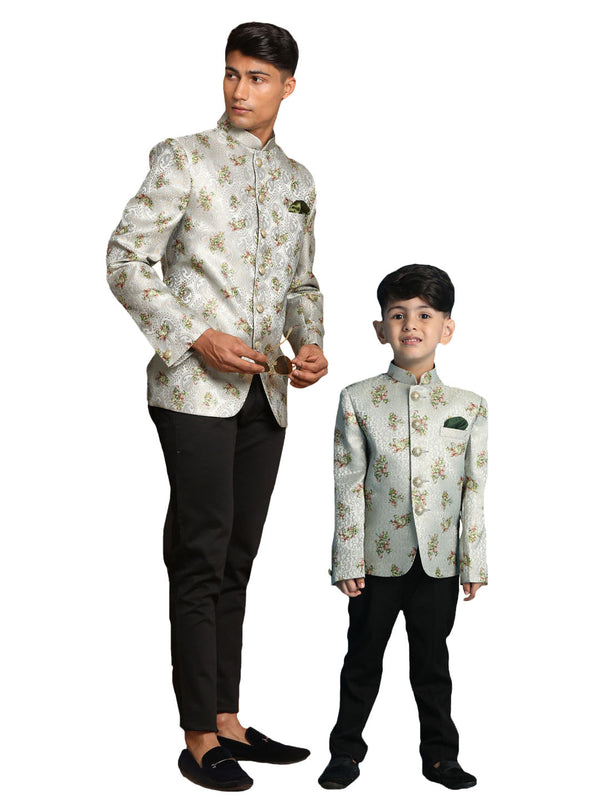 Jashvi Green Woven Design Baap Beta Jodhpuri Set