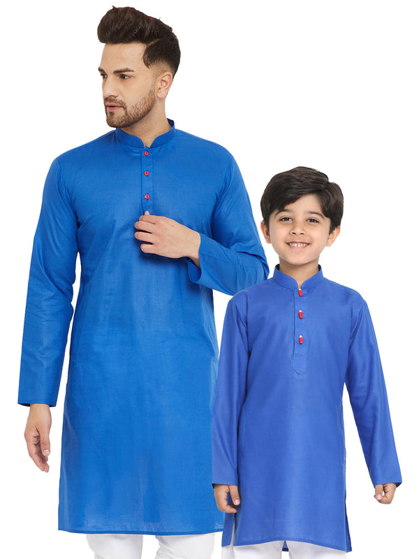 Jashvi Blue Cotton Baap Beta Kurta