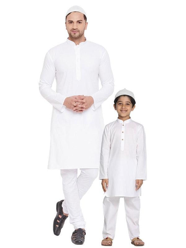 Jashvi White Baap Beta Kurta And Pyjama Set