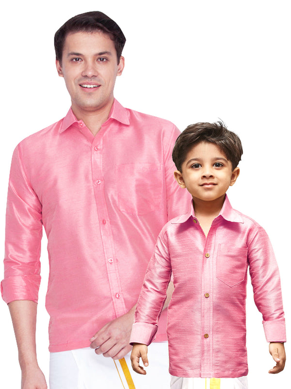 Jashvi Silk Blend Pink Baap Beta Shirt