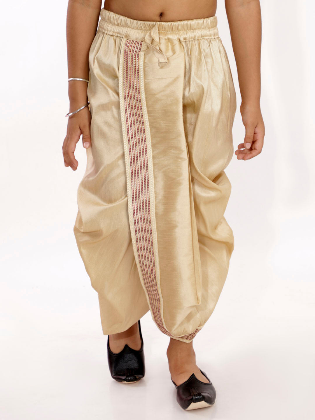 Boy's Gold Traditional Embroidered Dhoti - Vastramay Boys